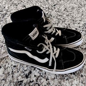 Vans high top black and white sneakers